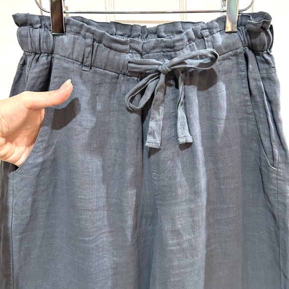 {Anthropologie | cloth & stone} Gray Linen Wide-Leg Crop Pants - Picture 6 of 10